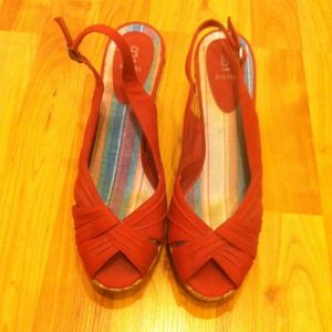 REDUCED! Red wedge sandals