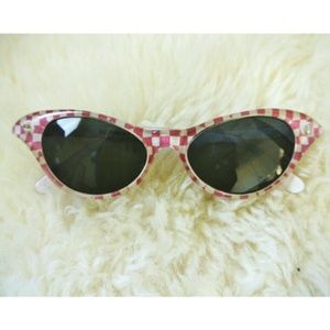 Pink checkered cat eye sunglasses