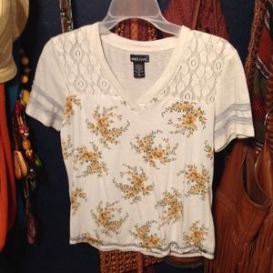V neck flower top