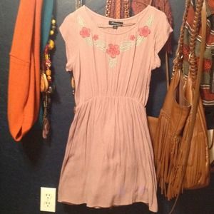 Purple embroidered mini dress