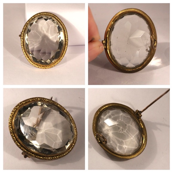 Early Victorian Rock Crystal Broach ca 1850