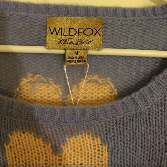 Wildfox Couture Lennon Hearts Purple Sweater Sz M - Picture 2 of 4