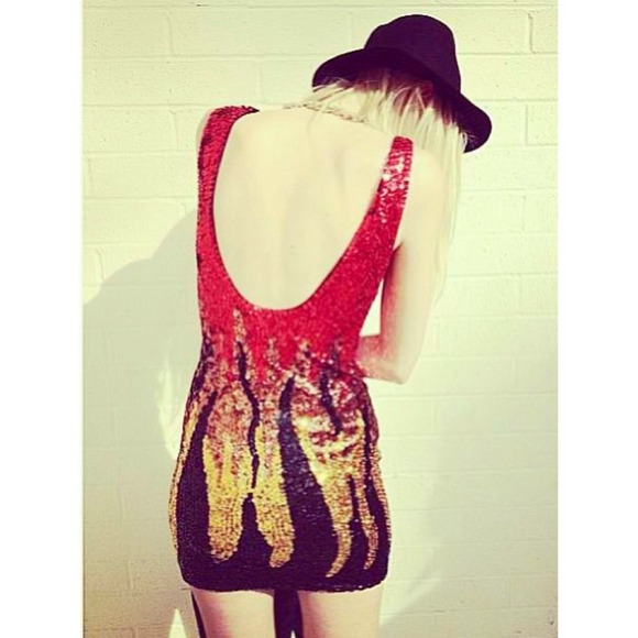 LF Dresses & Skirts - LF Millau Sequin Fire Dress NWT