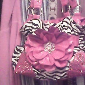 Pink zebra striped purse