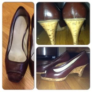 Costume National Leather Cork Wedges