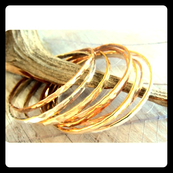 Anthropologie Jewelry - Gypsy🌟Boho Silver Rose Gold Bangle Cuff Bracelets