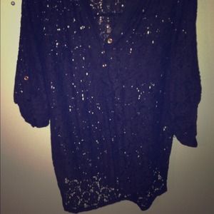 black eyelet crochet top