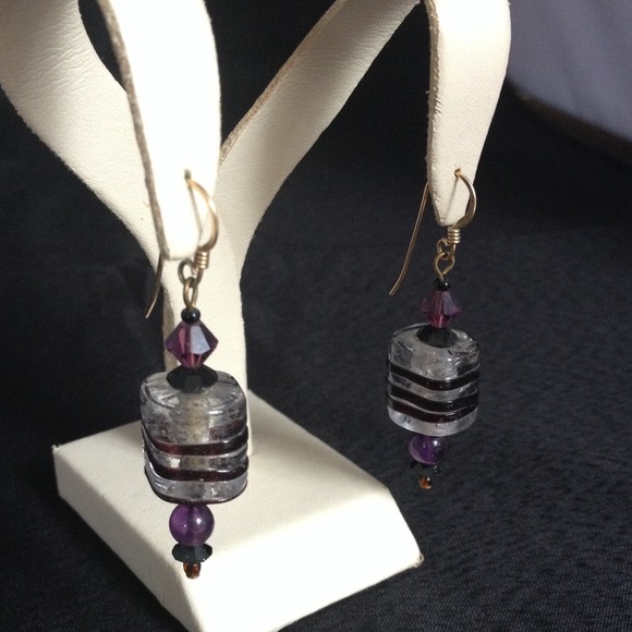 Jewelry - Art glass and bead earrings