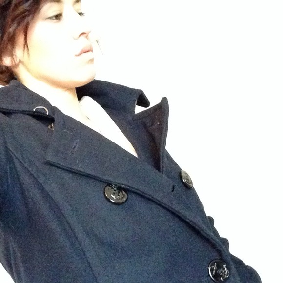 Delia's navy peacoat and Loft sweater