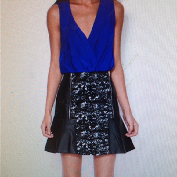 Walter Cindy faux leather panel skirt Size small