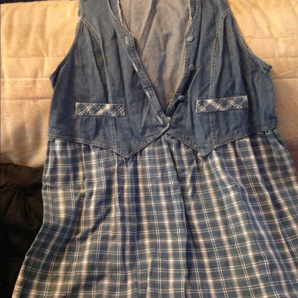 Denim plaid dress