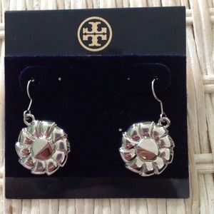 Tory Burch silver sunflower dangle earrings