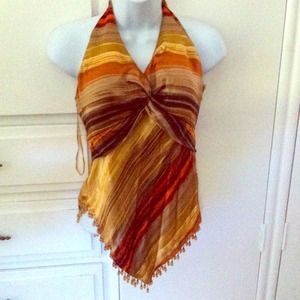 Cute halter top, beaded detail, size small $5