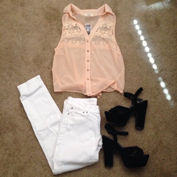Chiffon and Lace Tie Tank in Blush