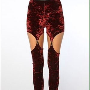 Widow garter leggings velvet burgandy