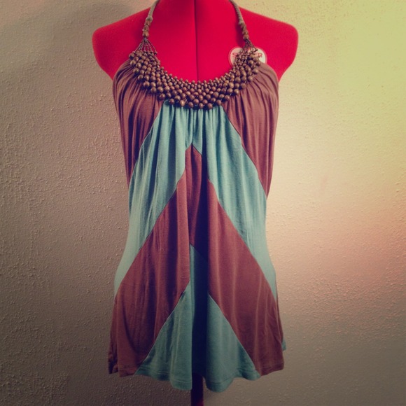 blue and brown halter