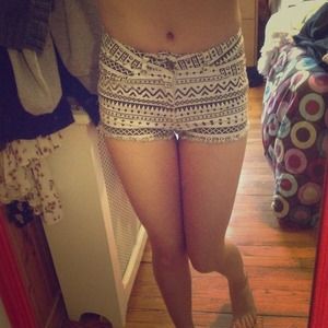 Tribal / Aztec black and white high waised shorts