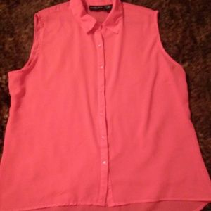 Peach high low sheer top