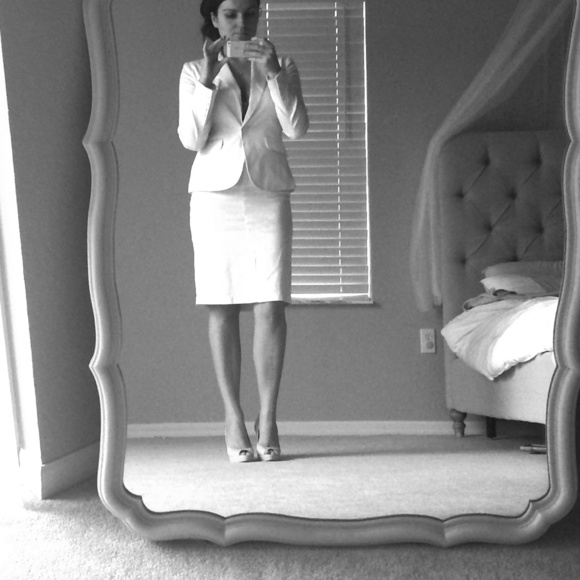 White pinstripe suit