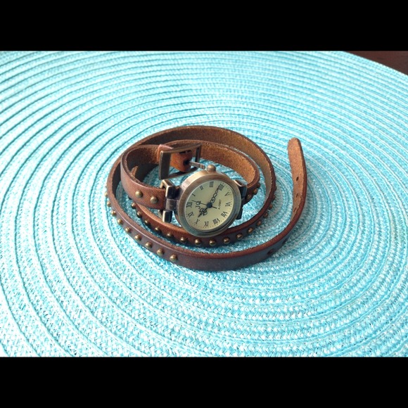 Vintage looking wrap watch bracelet