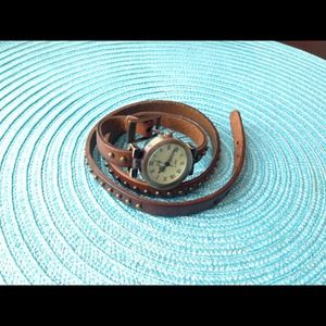 Vintage looking wrap watch bracelet