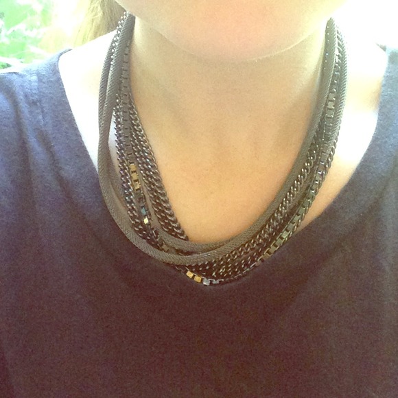 Fallon Jewelry - Gun Metal Multi-chain Necklace