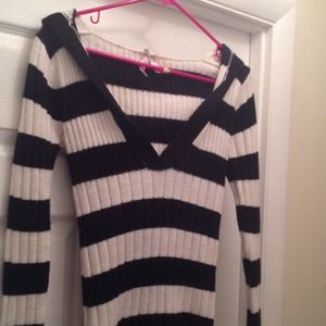 Stripped sweater with a hood