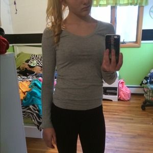 Gray long sleeve v-neck