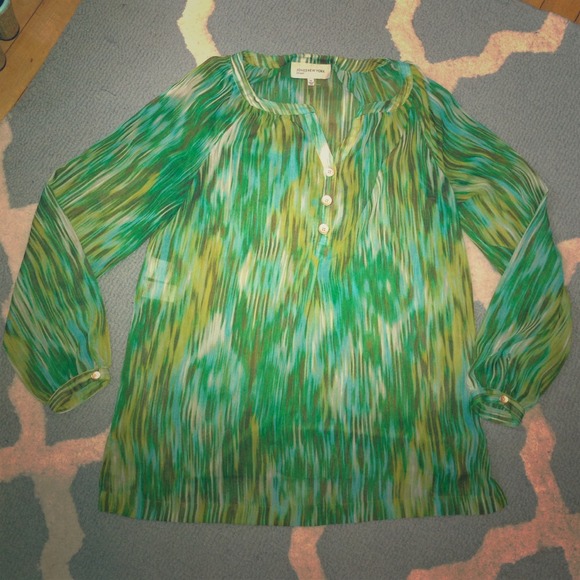 Subtle ikat print sheer top