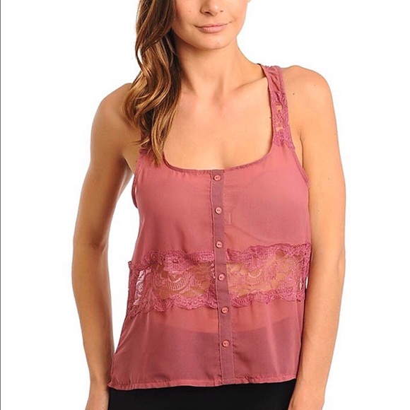 NEW Sheer Lace Tank - Picture 1 of 2