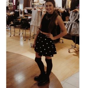 Black and white polkadot circle skirt