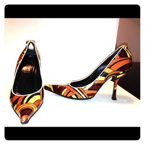 Vintage color-block Versace pumps.