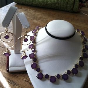 New Purple Necklace and Earring Set