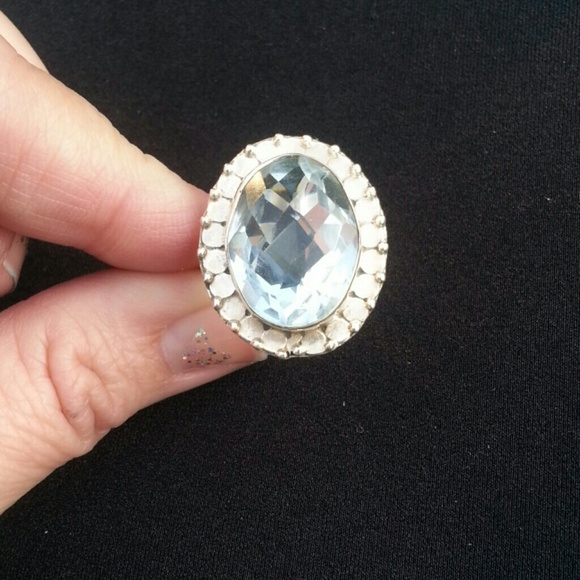 Sterling Silver baby blue stone Ring 925 siz 8.5-9 - Picture 2 of 4