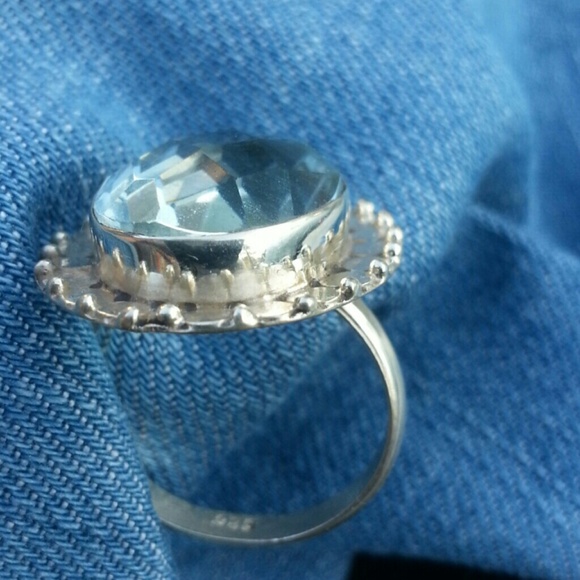 Sterling Silver baby blue stone Ring 925 siz 8.5-9 - Picture 4 of 4