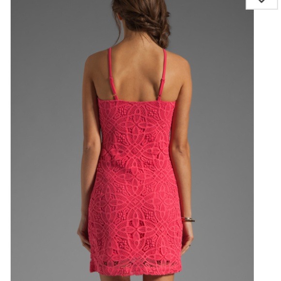 BB Dakota Maiden crochet lace mini dress pink XS - Picture 3 of 4