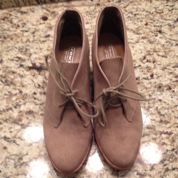 Coach suede wedge booties