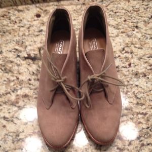Coach suede wedge booties
