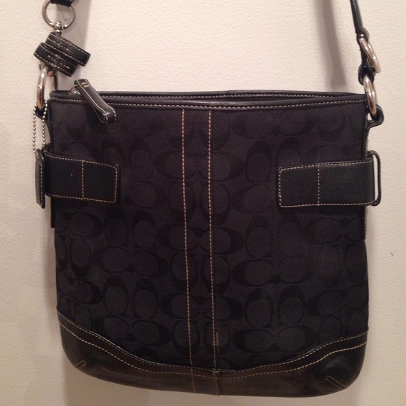 Black Coach Medium Soft Duffle-SALE