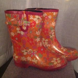 Floral rain boots