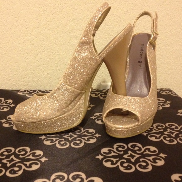 Madden Girl Gold Sparkle Heels