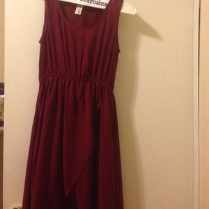 Deep red high-low maxi dress