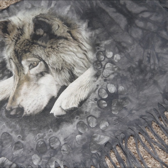 *SOLD* Off Shoulder & Fringed Wolf Crop