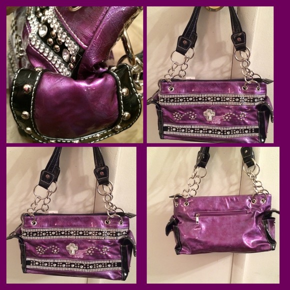 Bags Reduced New Purple Rhinestone Stud Handbag Poshmark