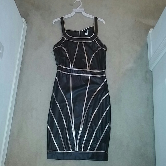 Black leatherette mini dress