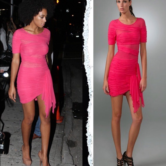 Pink bcbg mesh runway dress