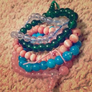 Beaded Bracelet and Heart Earring Bundle