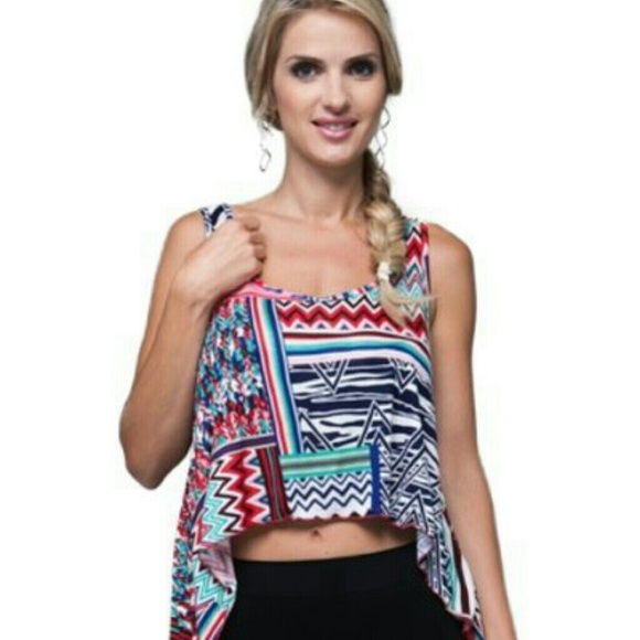Hi-low Geo Print Tank-top - Picture 2 of 3