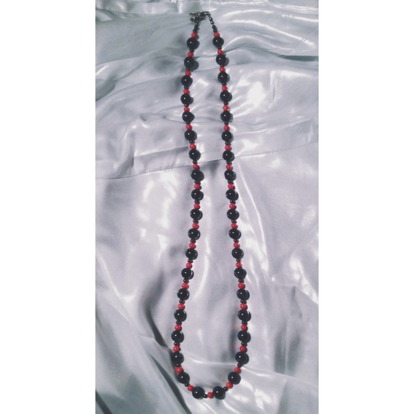 Purple and Red Beaded Necklace