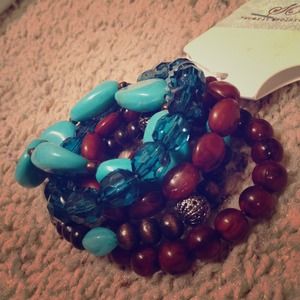 Blue and Brown Beaded Bracelets